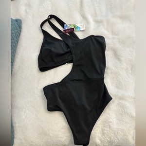 NWT Adore Me Black Cutout One Piece Swimsuit sz M